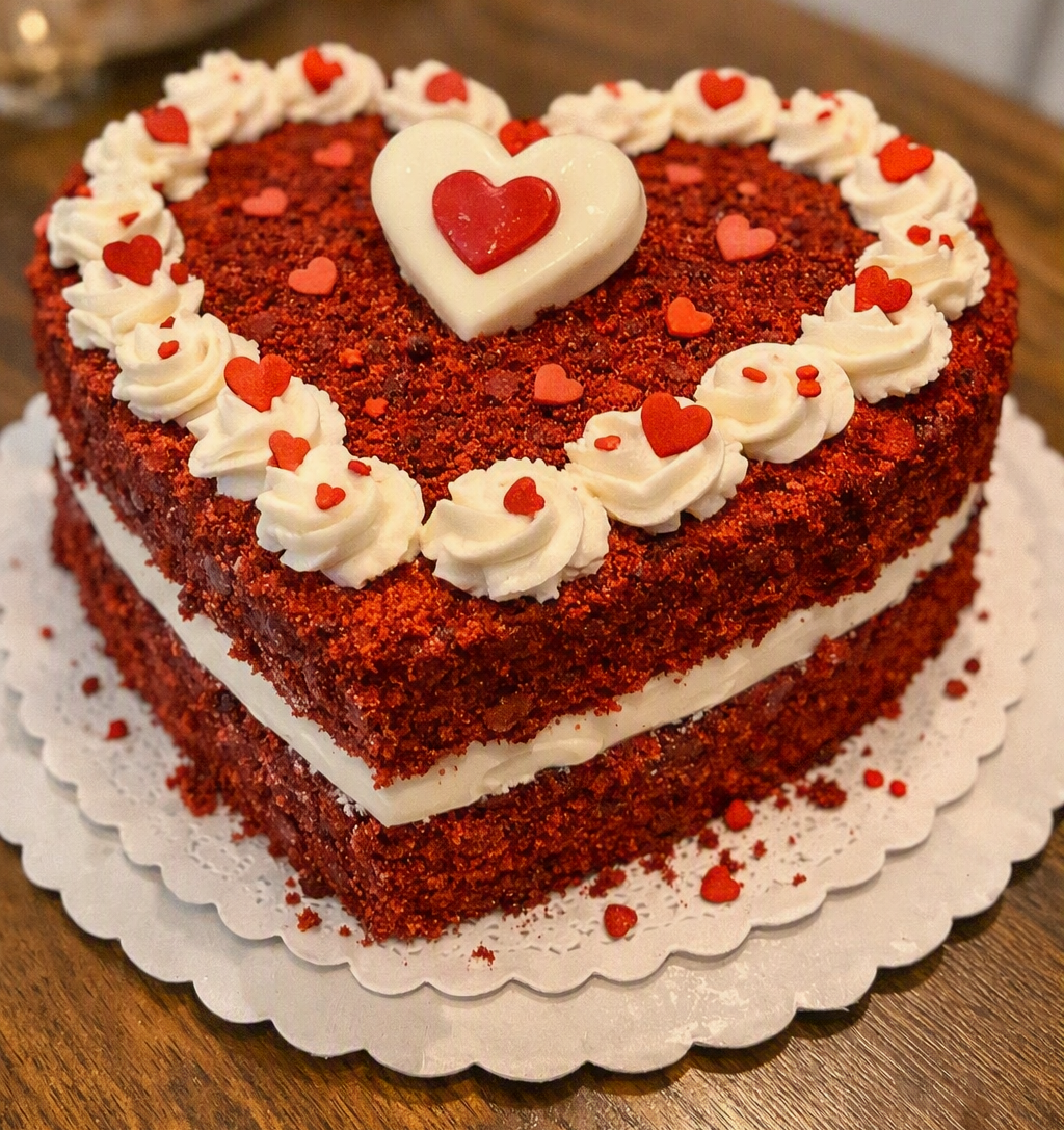Red velvet heart cake